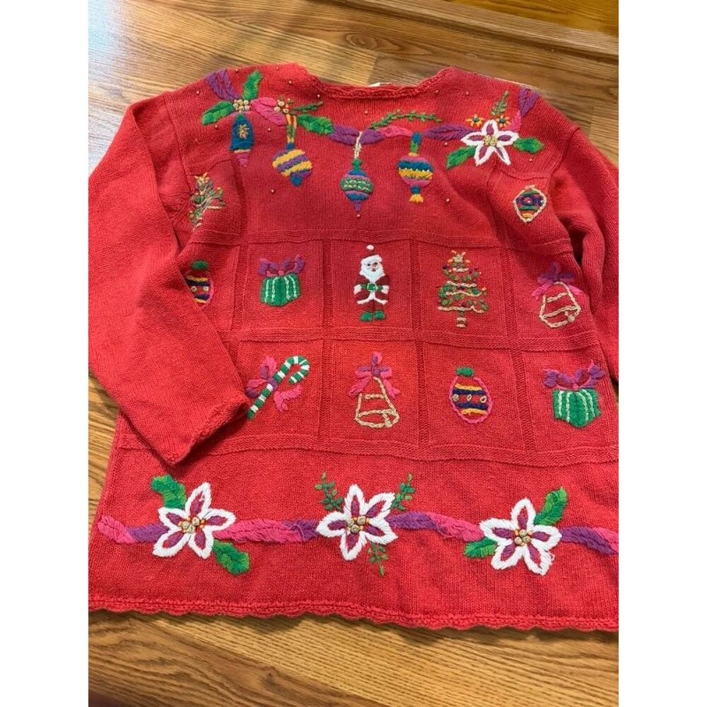 Vintage Women’s Appliqué JingleBell Christmas Knit Sweater
